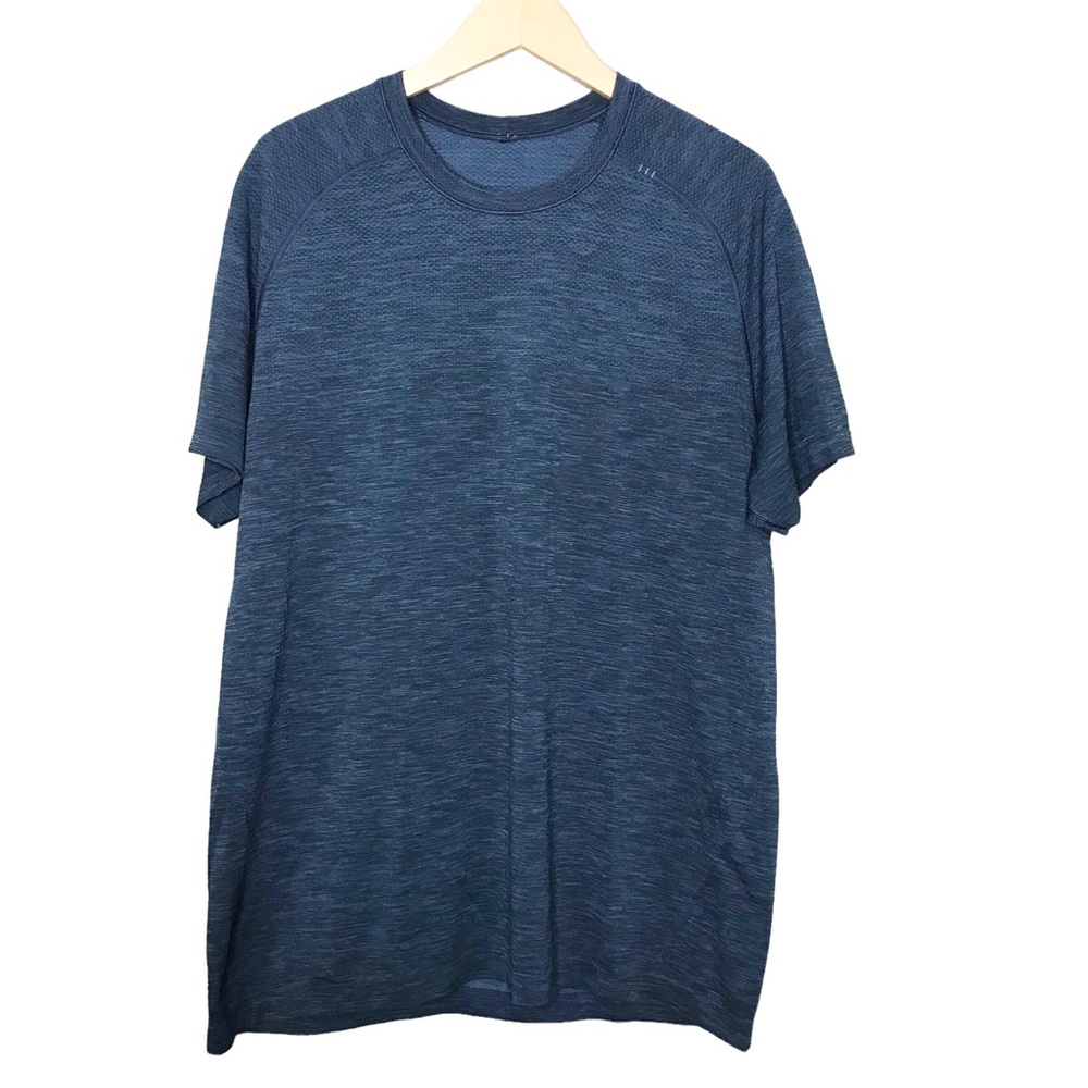 Large Lululemon Metal Tech Vent Short Sleeve Workout Tee T-shirt Top Shirt Blue